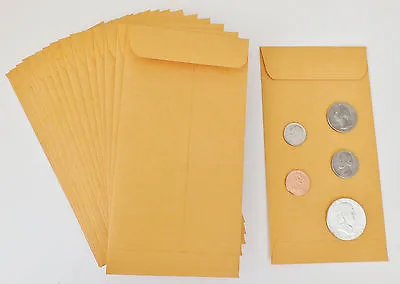 100 NEW KRAFT COIN ENVELOPES #7  3 1/2 X 6 1/2  20LB MANILA (coins Not Included) • $9.99