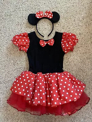 Little Girls Size 2 Minnie Mouse Tutu Dress With Headband Ears • $13.99