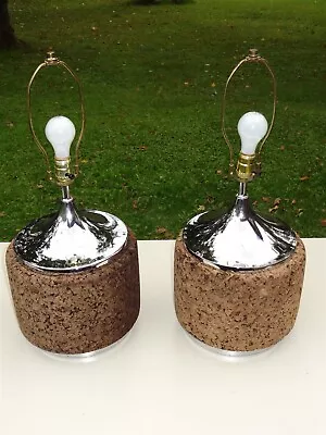 Pair Vintage Mid Century 1960s-1970s Cork Table Lamps • $250