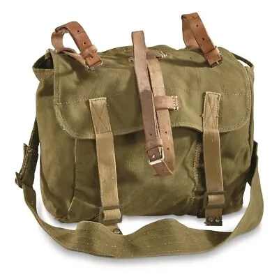 Romanian Military Shoulder Bag W/Strap Combat Day Pack Surplus Leather Bread • $34.99