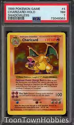 $1380.81 • Buy 1999 PSA 7 Pokemon - Shadowless Charizard 4/102 - Base Set WOTC Vintage Clean