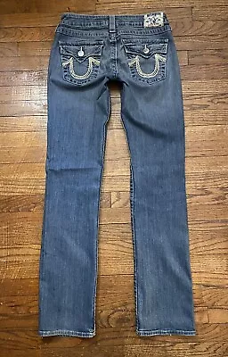 Women’s 29 True Religion Straight Jeans Low Rise Button Flap Pockets Light Wash • $24.95