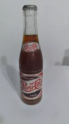 Vintage Late 1940's Embossed Pepsi Cola Bottle Single Dot Paper Label Filled • $69