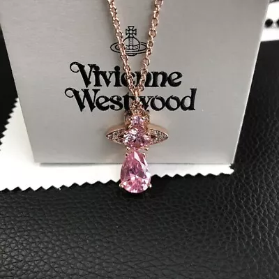 New ~ Vivienne Westwood ARIELLA Orb Pink Necklace Heart Pink Gold Chain • $45