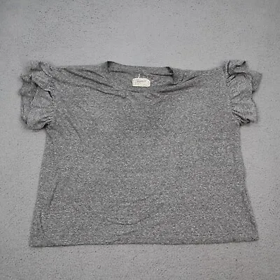 Current Elliott Shirt Womens 1 Ruffle Roadie Tee Short Sleeve Heather Grey • $2.80