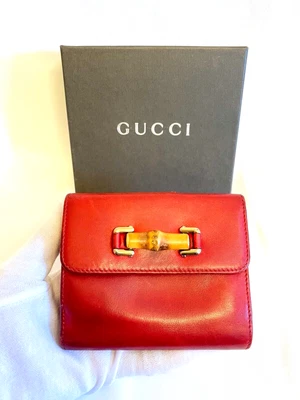 $59 • Buy Gucci Bamboo Horse-bit Wallet Red Leather With Box Vintage #A5