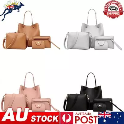 Women 4 Piece Set Bag Fashion Solid Soft PU Single Shoulder Messenger Bags • $14.59