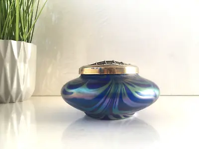 Iridescent Okra Nebula Swirl Studio Glass Posy Vase Bowl Frog Richard Golding • £137