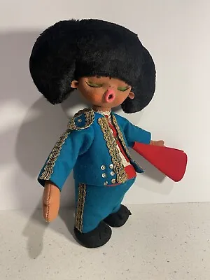 RARE-Vintage Mid Century Handmade Felted Plush Spanish Style Matador 13” Doll • $45