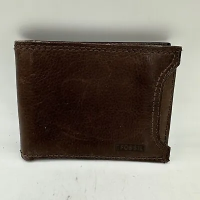 Fossil Mens Leather Bifold Wallet Brown Classic Minimalist • $29.99