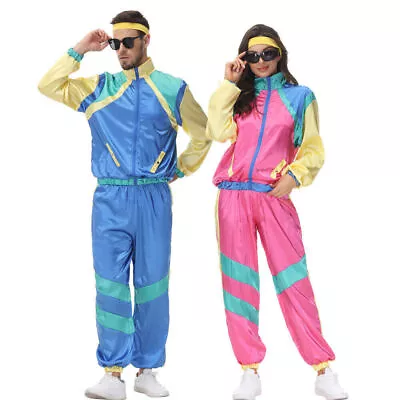 80s Rock Fancy Dress Costume Tracksuit Couple Shell Suit Party Hip Hop Outfit . • $39.89