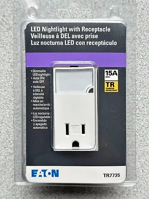 NEW Eaton White Tamper Resistant Receptacle Outlet With Dimmable LED Nightlight • $11.95