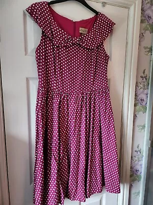 Size 16 Lindy Bop Pink Polkdadot 50s Dress • £10