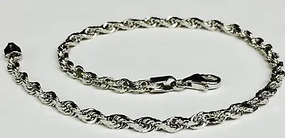 10k White Gold Solid Mens Diamond Cut Rope Chain Bracelet 8  4 Mm 8.8 Grams • $637