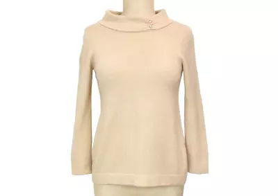 J CREW 100% Cashmere Portrait Neckline Rhinestone Sweater XS Cream Retro 00s EUC • $40