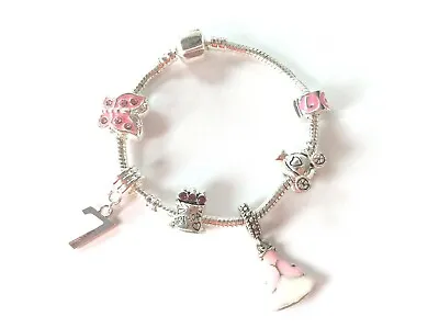 LIBERTY CHARMS Children's 'Pink Princess 7th Birthday' Charm Bracelet • £11.99