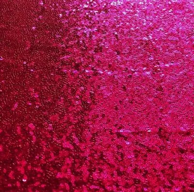 £0.99 • Buy Hot Dark Pink 3mm Sequin Fabric Sparkly Material 2W Stretch 130cm Wide Metre
