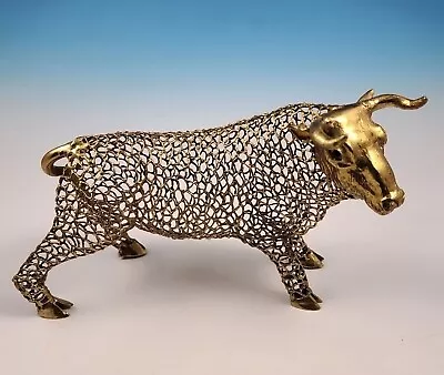 Vintage Brutalist Torch Brass Bull Sculpture Pal Kepenyes Style Mexico Glass Eye • $249