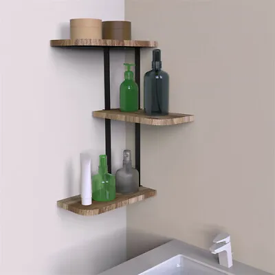 £18.98 • Buy Industrial Compact 3-tier Corner Floating Shelf Wall Shelves Storage Bathroom UK