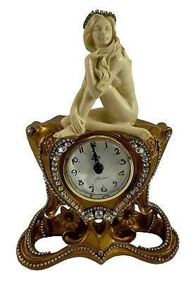 Vintage 2005 Veronese Sitting NUDE Rhinestone Encrusted Baroque Clock Pedestal • $195