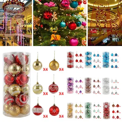 24PCS Christmas Tree Xmas Balls Decor Glitter Bright Ornament Baubles Xmas Ma • $22.79