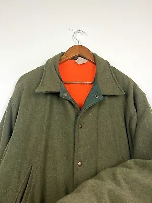 Vintage Codet Thick Wool Jacket Mackinaw Hunting Reversible Green Orange Coat • $68