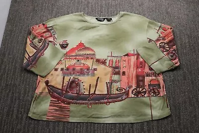 Take Two Vintage Venice Italy Sequin Boxy Fit 3/4 Sleeve Tee Shirt Women's 3X • $29.77
