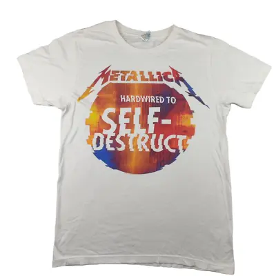 Pacific Metallica Hardwired To Self-Destruct T Shirt Size M White Band Tee • £21.99