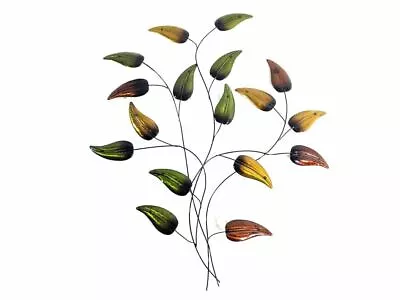 New Contemporary Metal Wall Art Picture Or Sculpture – Burnt Leaf Bunch • £49.99