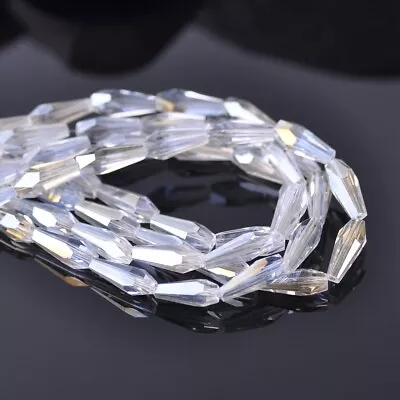 £2.34 • Buy 30pcs 4mm 6mm Teardrop Faceted Cut Crystal Glass Loose Beads For Jewelry Making