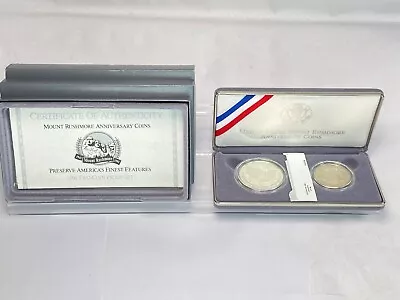 1991 Mt. Rushmore Anniversary Coins- 2 Coin Proof Set W/ Box Case & COA • $36.95