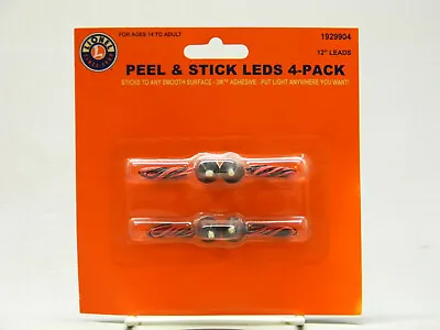 LIONEL PEEL & STICK LED LIGHTS 12  LEADS 4 PACK O GAUGE Scenery Wire 1929904 NEW • $9.84