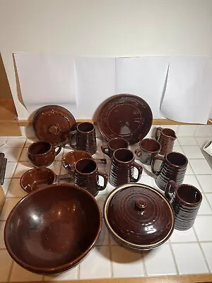 Set Of 16: Marcrest Daisy Dot Brown Stoneware Ovenproof USA Vintage *NEAR MINT!* • $248