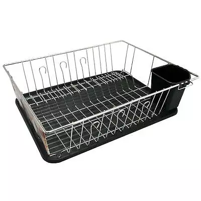 16 Inches Chrome Plated And Plastic Counter Top Drying Dish Rack In Black • $20.55