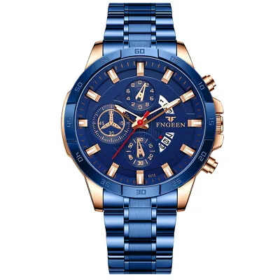 FNGEEN Men's Luminous Watches Sports Luxury Stainless Steel Quartz Wristwatches • $18.99