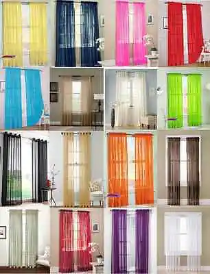 2Pc Sheer Voile Window Panel Curtains DRAPE 84 Or 1Pc SCARF MANY COLOR • $7.31