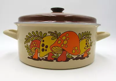 Sears Merry Mushroom Vintage 1970's Brown Enamel 10 Inch Stock Pot With Lid • $45.99