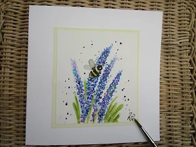 £2.85 • Buy  Original Hand Painted Greetings Card Lavender Bee Birthday Get Well Anniversary