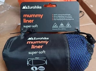 Eurohike Mummy Sleeping Bag Liner Camping Equipment Travel Essentials • £12.99