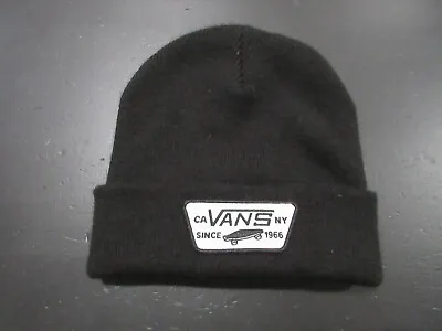 Vans Hat Cap Adult One Size Black White Beanie Outdoors Knit Winter Mens • $15.10