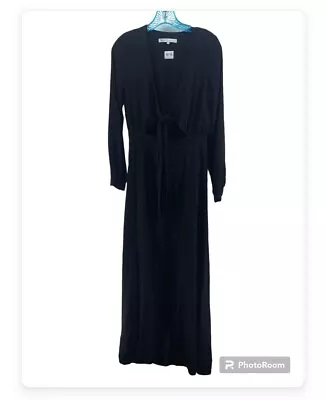 Millie Mackintosh Black Long Maxi Dress Size 12 Long Sleeve Front Tie Chiffon • $39.99