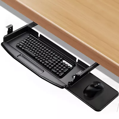 Steel Keyboard Tray Under Desk With 360° Rotatable Mouse Tray Pull Out Platform • $31.80