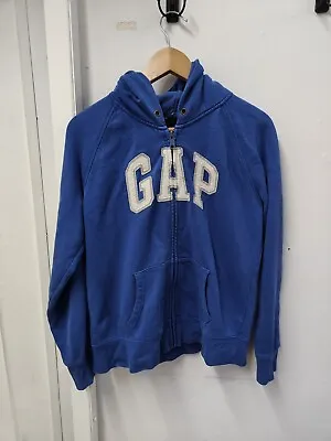 Gap Women's Hoodie L Blue Spell Out  Cotton With Polyester Full Zip  Vintage • £12