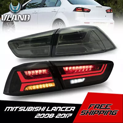 $169.99 • Buy VLAND LED Tail Lights Smoked Sequential For 2008-2017 Mitsubishi Lancer EVO Pair