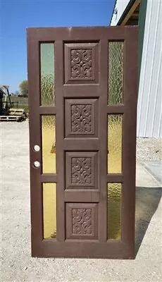 Solid Wood Carved Exterior Door Vintage Door (35.75x77.5) With Glass Inserts • $985