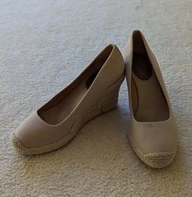 J. Crew Beige Seville Wedge Canvas Espadrilles Shoes Womens Size 8  • $35