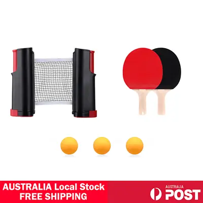 $17.99 • Buy Table Tennis Kit Ping Pong Set Easy Setup Net 2 Bats 3 Ball All Grips Available