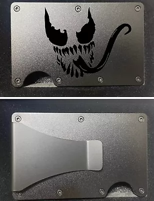 Custom  Venom  Engraved Slim Minimalist Wallet - Black Metal • $22