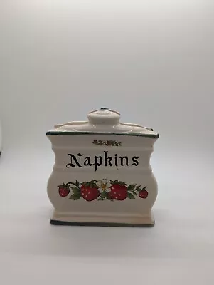 Norleans Vintage Strawberry Napkin Holder Japan Summer Kitsch Cream Green  • $12.99