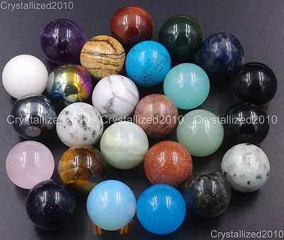 Natural Gemstone Round Ball Crystal Healing Sphere Massage Rock Stones 20mm Pick • $3.85